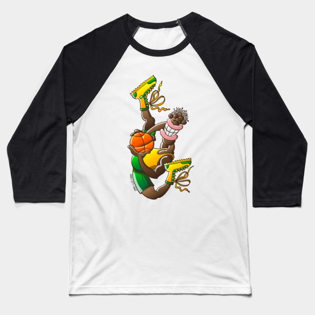 Basketball player performing acrobatic jump Baseball T-Shirt by zooco